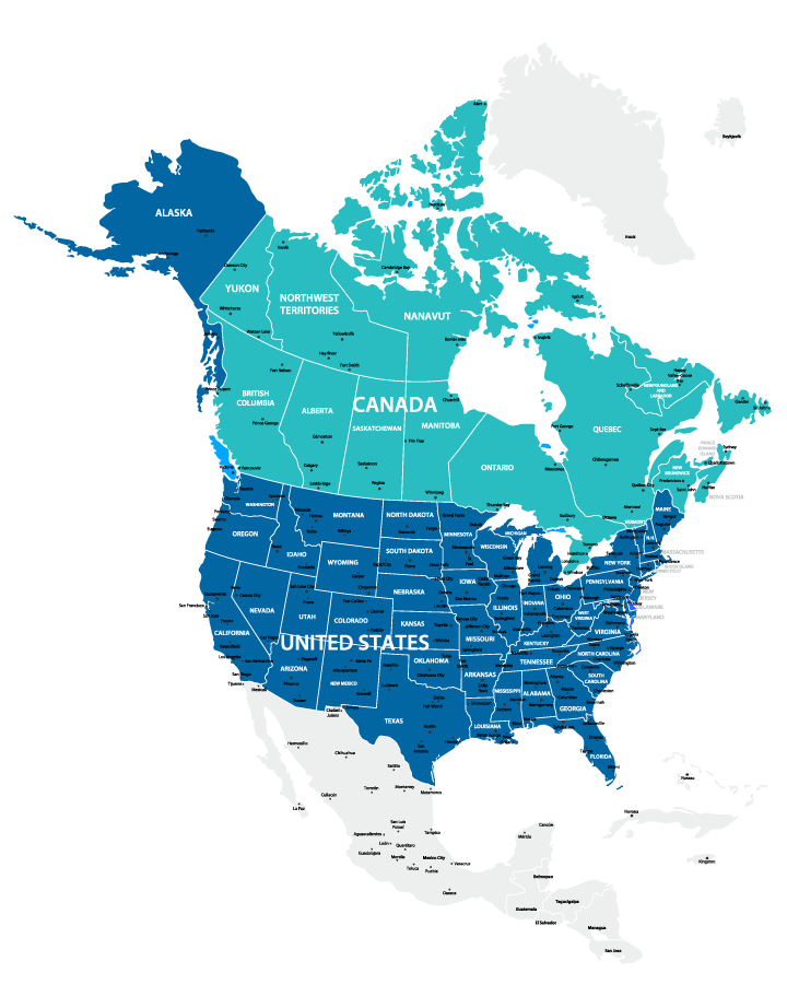 Carte logistique comparant les flux de transport de marchandises entre le Canada et les États-Unis dans un contexte de marketplaces de transport.